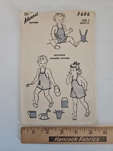 RARE Vintage 1930's Advance 3686 Unisex Toddler Playsuit Size 2 Bst 21 TRANSFERS - Picture 1 of 10