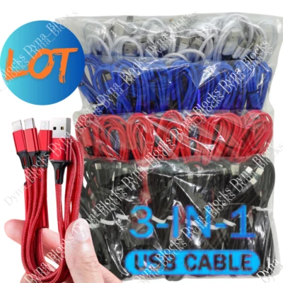 3 in 1 Fast USB Charging Cable Universal Function Cell Phone Charger Cord Lot - Image 1 of 4