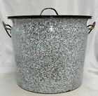 White Enamelware Large Speckled Gray Pot With Lid
