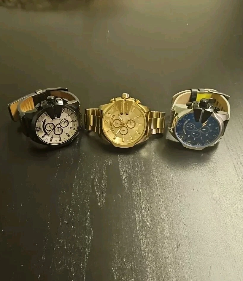 Juego de relojes Diesel Mega Chief para hombre. Dorado, azul, marrón. DZ-4360 DZ-4422 DZ-4523 Foto 1 de 4