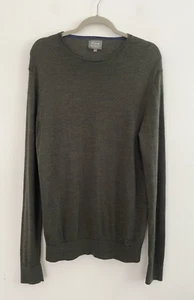 Linea The Prestwick Jumper Mens 100% Merino Wool Khaki Long Sleeve Size L - Picture 1 of 8