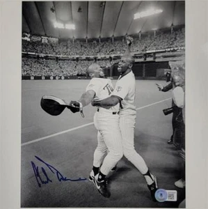 Chili Davis signed 1991 World Series 8x10 photo w/ Kirby Puckett ~ BAS Beckett - Picture 1 of 2