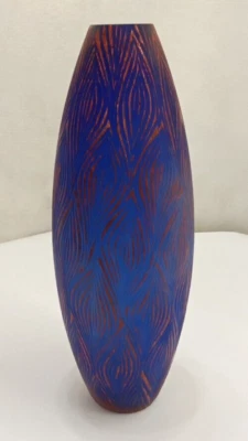 Cyan Design 10031 Fused Groove Glass Table Vase 17.25" H x 6.25" D  Blue / Red - Image 1 of 4