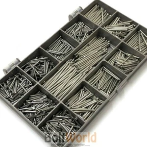 580 ASSORTED NAILS BRIGHT PANEL PINS NAIL CABINET WARDROBE DOOR JOINERY PIN KIT - Picture 1 of 3