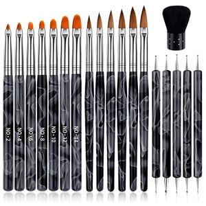 Juego de 19 pinceles acrílicos para uñas, pinceles para manicura, herramientas p - Bild 1 von 12