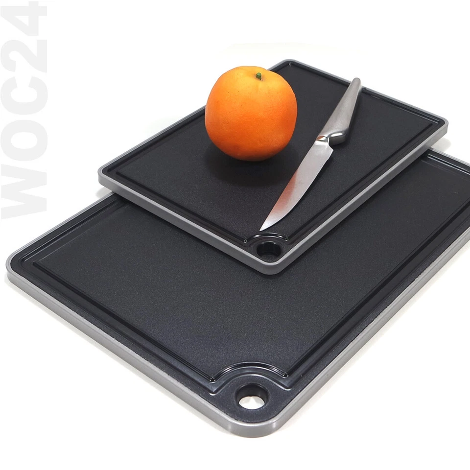 ANTI-RUTSCH Schneidebrett Frühstücksbrettchen Tranchierbrett Kunststoff Schwarz - Bild 1 von 4