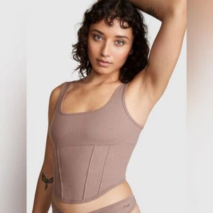 VICTORIAS SECRET PINK THE CINCHED PIQUÉ CORSET TOP Women's SIZE XXL NEW - Picture 1 of 10