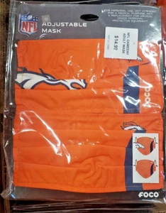 Lotto 16 confezioni rivenditore maschere facciali calcio Denver Broncos con licenza ufficiale NFL - Foto 1 di 2
