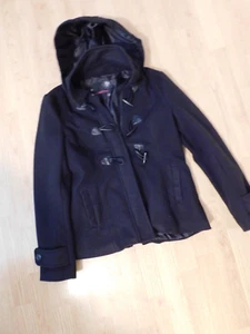 Junior's L Coat - Black - Zip & Button Up - Hood can be taken off - feels soft - Picture 1 of 3
