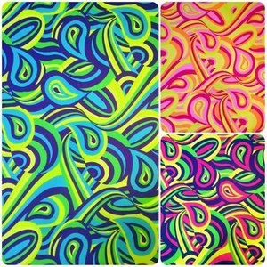 Bright Psychedelic Retro Pattern on Heavy Stretch Nylon Spandex Fabric - Picture 1 of 15