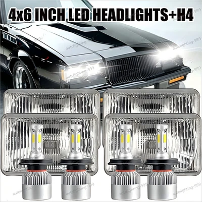 4 piezas para Buick Regal Grand National 1982-1987 4x6" pulgadas faros LED DRL alto/bajo Foto 1 de 4