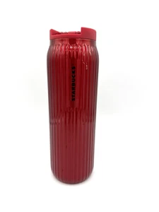 Starbucks 2023 Xmas Holiday Red Stainless Steel Ribbed Tumbler Insulated 16 Oz - Bild 1 von 9