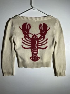 Vintage Betsey Johnson Cardigan SM Lobster Design - Picture 1 of 6