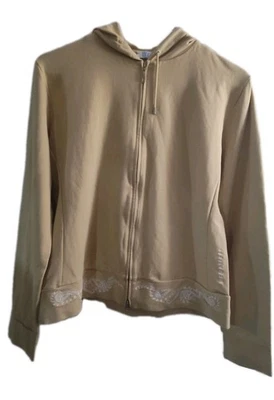 Sudadera con Capucha Deportiva Escada LG Cremallera Completa Bronceada Bordada Borde Inferior Y2K Años 90 De Colección Foto 1 de 4