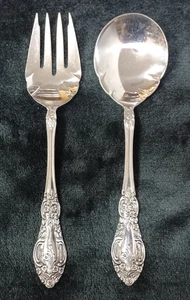 Vintage SPRINGTIME Serving Spoon & Serving Fork Stainless Flatware Japan - Picture 1 of 3
