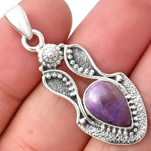 Ciondolo in argento sterling 925 giada lavanda naturale gioielli P-1277 - Foto 1 di 5