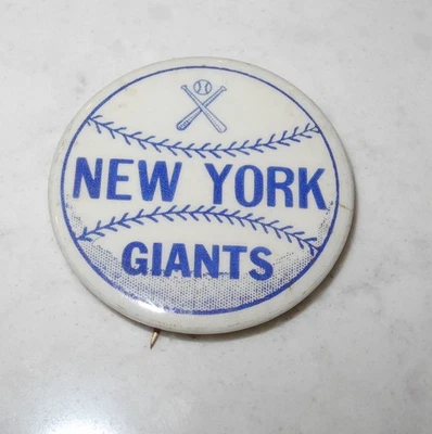 1950's Baseball New York Giants Crossed Bats Stadium Souvenir Pin Button - Image 1 of 2