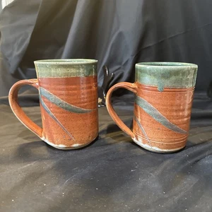 Roz Studio Pottery Set Of 2 Handled Coffee Mugs 5 1/2 In - Picture 1 of 11