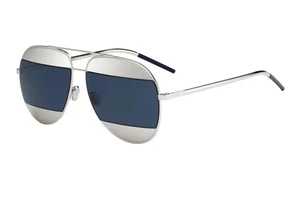 CHRISTIAN DIOR SPLIT 1 PALLADIUM/PALLADIUM GRAY BLUE MIRROR SUNGLASSES 010-3J - Picture 1 of 15
