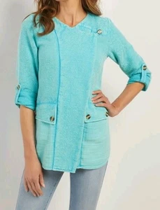 NEW Soft Surroundings 2X PLUS SIZE Top Tunic Meadowbrook Blue Sweater Lagenlook - Picture 1 of 9