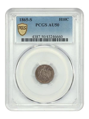 1865-S H10C PCGS AU50 - Liberty Seated Half Dime - Image 1 of 4