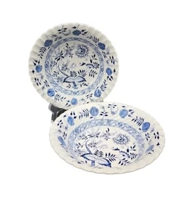 Wood & Sons BLUE FJORD 2 8" Round Vegetable Serving Bowls EXCELLENT Blue & White - Picture 1 of 4