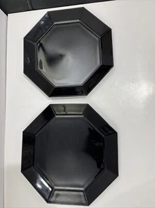 Arcoroc OCTIME Black Set Of 2 Platter 12” Octagonal Sided Glass France - Picture 1 of 4