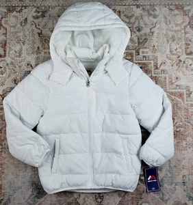 NUEVO Mighty Mac Niños PEQUEÑA Chaqueta Puffer Cremallera Abrigo de Invierno con Capucha Blanco $85 Nuevo con Etiquetas - Imagen 1 de 12