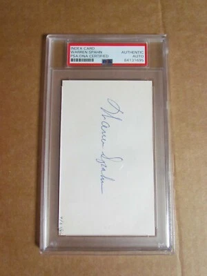 Warren Spahn Signed Index Card PSA Certified Encapsulated  - Image 1 of 4