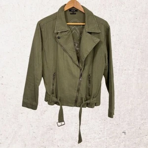 Miss Me Green Utility Jacket with Asymmetrical Zipper and Adjustable Waist - Picture 1 of 4