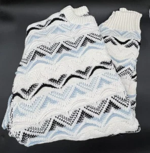 VTG Checkport USA Sweater Coogi Style 3D Textured Roll Cotton Blue Cream 90’s - Picture 1 of 5
