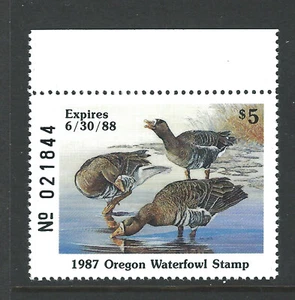 Bigjake: OR4, $5.00 White Fronted Geese, 1987 Oregon - Picture 1 of 1