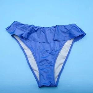 Victorias Secret Medium Blue Smooth Ruffle High Waist Brazilian Bikini Bottom VS - Picture 1 of 8