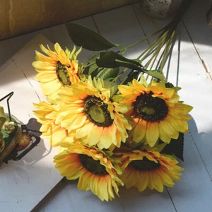 Artificial Large Sunflowers Bouquet Fake Silk Flowers Office Home Party Decor - Picture 1 of 11