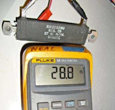 Resistencia Ohmite vintage/RW22G280/28 ohmios/37 vatios de potencia plana cableado radial EE. UU. Foto 1 de 2