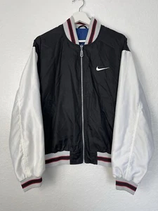 Vintage 90s Nike Swoosh Black/Blue Reversible Zip Up Jacket Sz Small - Picture 1 of 8
