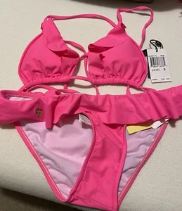 Polo Ralph Lauren Bright Hot Pink Bikini with Ruffles Size Small NWT - Picture 1 of 3