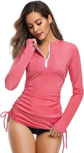 Women'S Long Sleeve UV Sun Protection Rash Guard Side Adjustable Wetsuit Swimsui - Picture 1 of 5