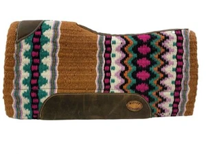Klassy Cowgirl Barrel Style Rust/Pink/Teal Memory Felt Saddle Pad - Picture 1 of 1