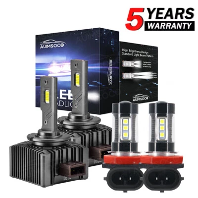 For BMW 335i 2007-2015 HID Headlight High/Low Beam + LED Fog Light Bulbs White - Image 1 of 4