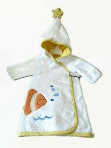 Hooded Baby Bath Robe With Side Snaps Terry Cloth Goldfish Design Cotton New