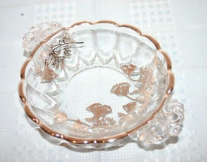 Clear Glass Silver Floral Overlay Candy Dish R-981 - Picture 1 of 5