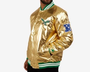 Philadelphia Eagles Starter Jacket Satin BNWT NFL Kelly Green Saquon Barkley L - Picture 1 of 3
