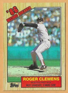 ROGER CLEMENS BOSTON RED SOX ROMPE RÉCORDS #1 - TOPPS CASI NUEVO - MONTADO 1987 - Imagen 1 de 2