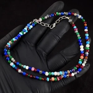 Amazing Cut' Red Garnet ,White Quartz & Onyx 68. Cts Beaded Necklace RK 60 E684 - Picture 1 of 3