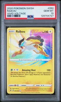 2020 POKEMON SWORD & SHIELD VIVID VOLTAGE #050 RAIKOU PSA 10 - Image 1 of 2