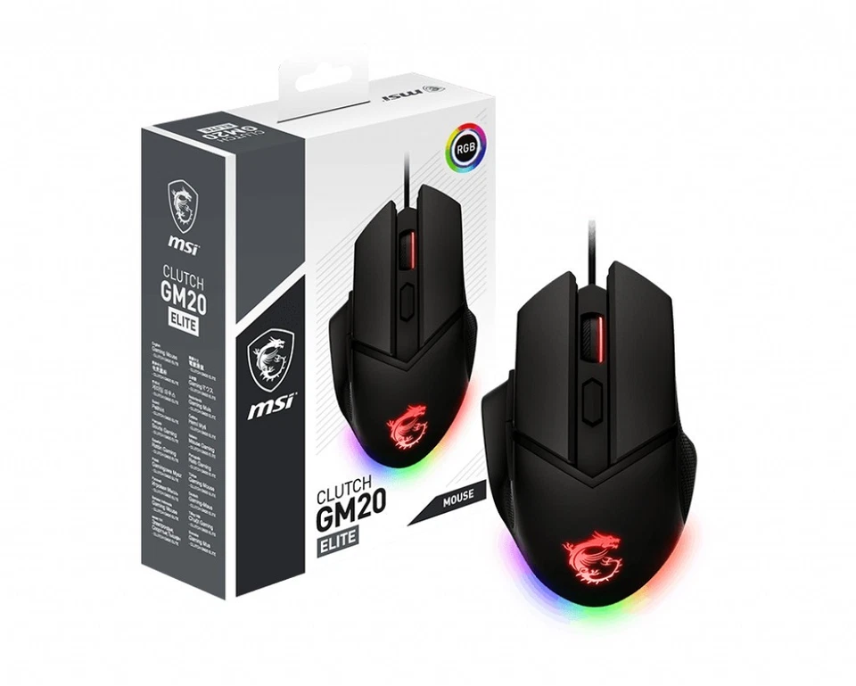 MSI Clutch GM20 ELITE Gaming Maus 6.400 DPI RGB kabelgebunden Verpackung beschäd - Bild 1 von 4