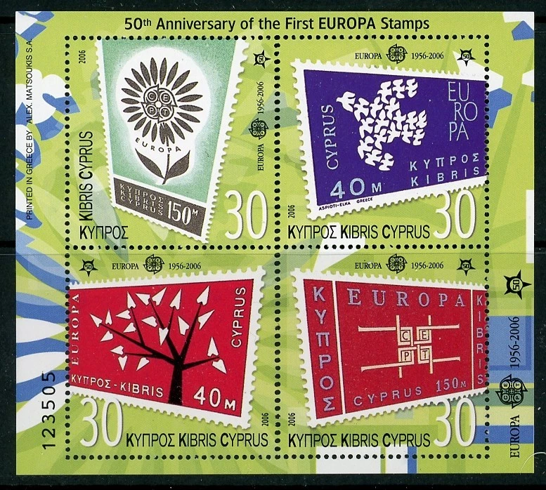 Cyprus 2006 50th Anniversary of First Europa Stamps M/S Sc 1048, SG MS1105, MNH - Image 1 of 1