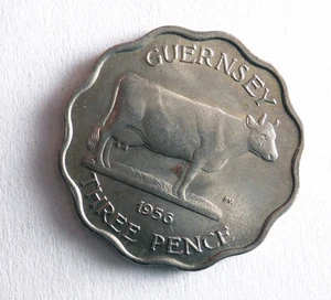 1956 GUERNESEY 3 PENCE - Excellent Coin - FREE SHIP - Bin #311 - Picture 1 of 2