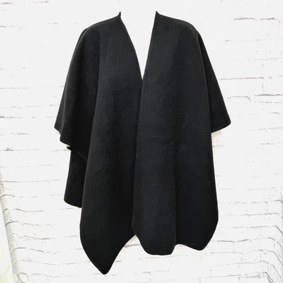 Poncho xale Woolrich capa reversível tamanho único lã preto bronzeado - Imagem 1 de 4